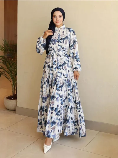 BIG DART BDART Buttoned Crew Neck Maxi Dress with Waistband