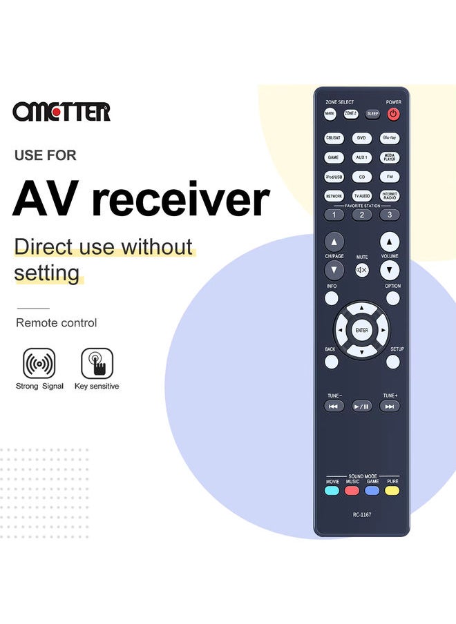 OMETTER - RC-1167 for DENON Remote Control AVR-1913 AVR-2113 AVR-2313 AV Receiver System - Image 1