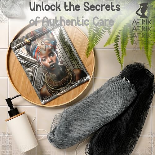 AFRIKI African Net Sponge – Exfoliating Body Scrubber, Black Owned & Rooted in Africa, All Skin Types | 45 in Long (Black & Slate) - Image 4