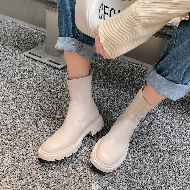 Dropshopping2022 Casual Low Heel Round Toe 33-43 Back Zipper Women'S Simple Low Boots - Image 4