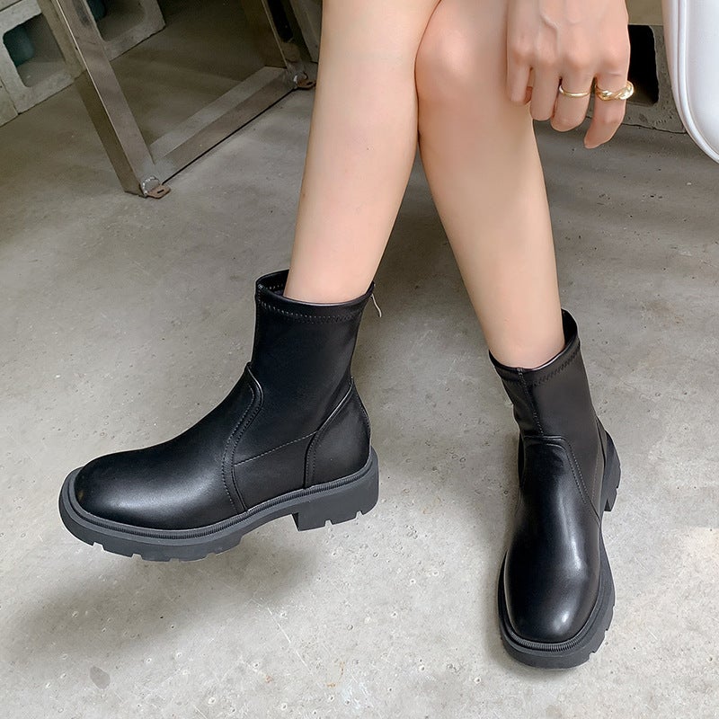 Dropshopping2022 Casual Low Heel Round Toe 33-43 Back Zipper Women'S Simple Low Boots - Image 3