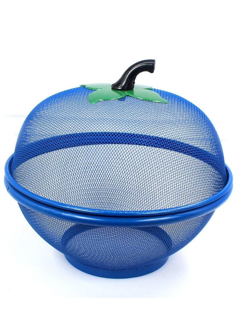 Lavish Apple Shape Extra Large Fruit Storage Basket with Mesh Cover 28.5 CM Blue Fresh Fruit Holder Keeps Out Flies and Unwanted Insects - Image 1