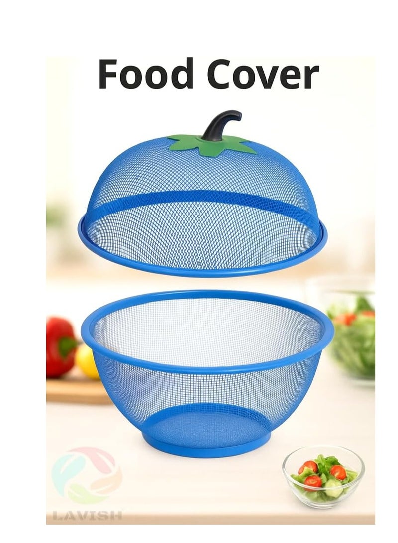 Lavish Apple Shape Extra Large Fruit Storage Basket with Mesh Cover 28.5 CM Blue Fresh Fruit Holder Keeps Out Flies and Unwanted Insects - Image 2
