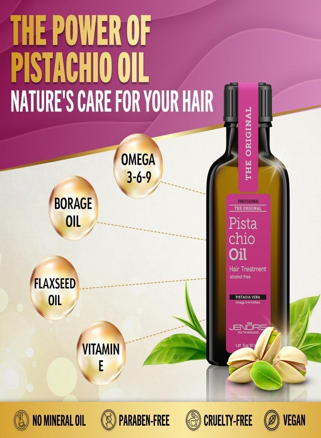Jenoris Pistachio Oil Hair Serum for Frizzy and Damaged Hair, Lightweight Hair Oil for Dry Hair with Omega 3-6-9 Complex, Anti-Frizz Hair Serum for Shine, Hydration & Split-End Treatment, 1.69 fl.oz - Image 2
