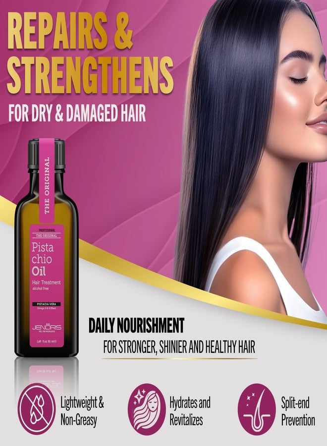 Jenoris Pistachio Oil Hair Serum for Frizzy and Damaged Hair, Lightweight Hair Oil for Dry Hair with Omega 3-6-9 Complex, Anti-Frizz Hair Serum for Shine, Hydration & Split-End Treatment, 1.69 fl.oz - Image 4