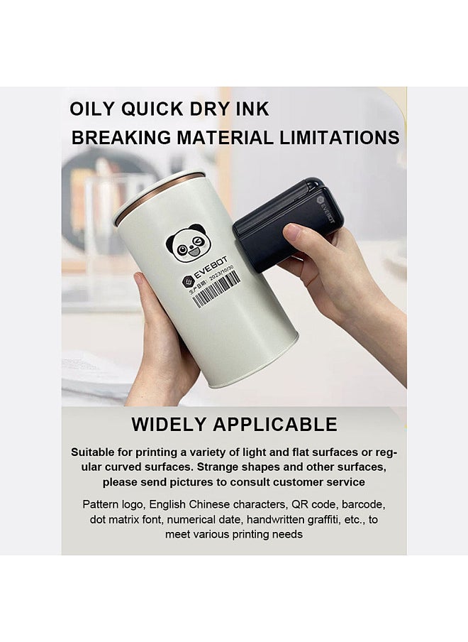 PrintInd Handheld Printer Mini Portable Inkjet Tattoo Printer with Quick-dry Ink Cartridge BT Function APP Control