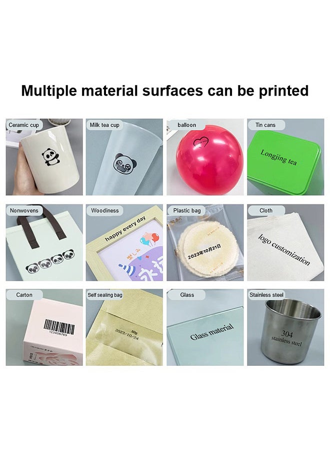 PrintInd Handheld Printer Mini Portable Inkjet Tattoo Printer with Quick-dry Ink Cartridge BT Function APP Control