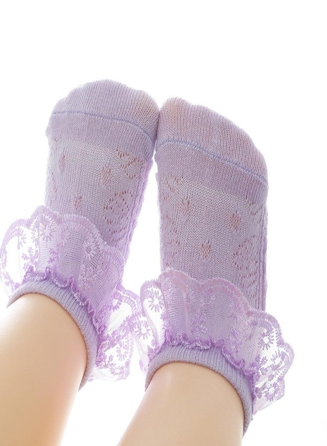 Looching Baby Girl Lace Socks Cute Eyelet Frilly Ruffle Cotton Ankle Summer Dress Socks for Infant/Newborn/0-5T - Image 2