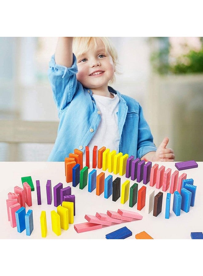 VikriDA 120 PCS Super Domino Blocks, 12 Colors Bulk Wooden Dominoes - Building Block Tile Game Racing Educational Toy- Best Gift for Kids - Image 4