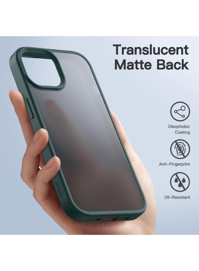 JETech Matte Cover Case for iPhone 15 6.1-Inch, Shockproof Military Grade Drop Protection, Frosted Translucent Back Phone Cover, Anti-Fingerprint (Dark Green) - Image 4