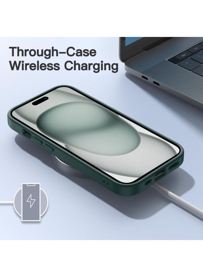 JETech Matte Cover Case for iPhone 15 6.1-Inch, Shockproof Military Grade Drop Protection, Frosted Translucent Back Phone Cover, Anti-Fingerprint (Dark Green) - Image 2