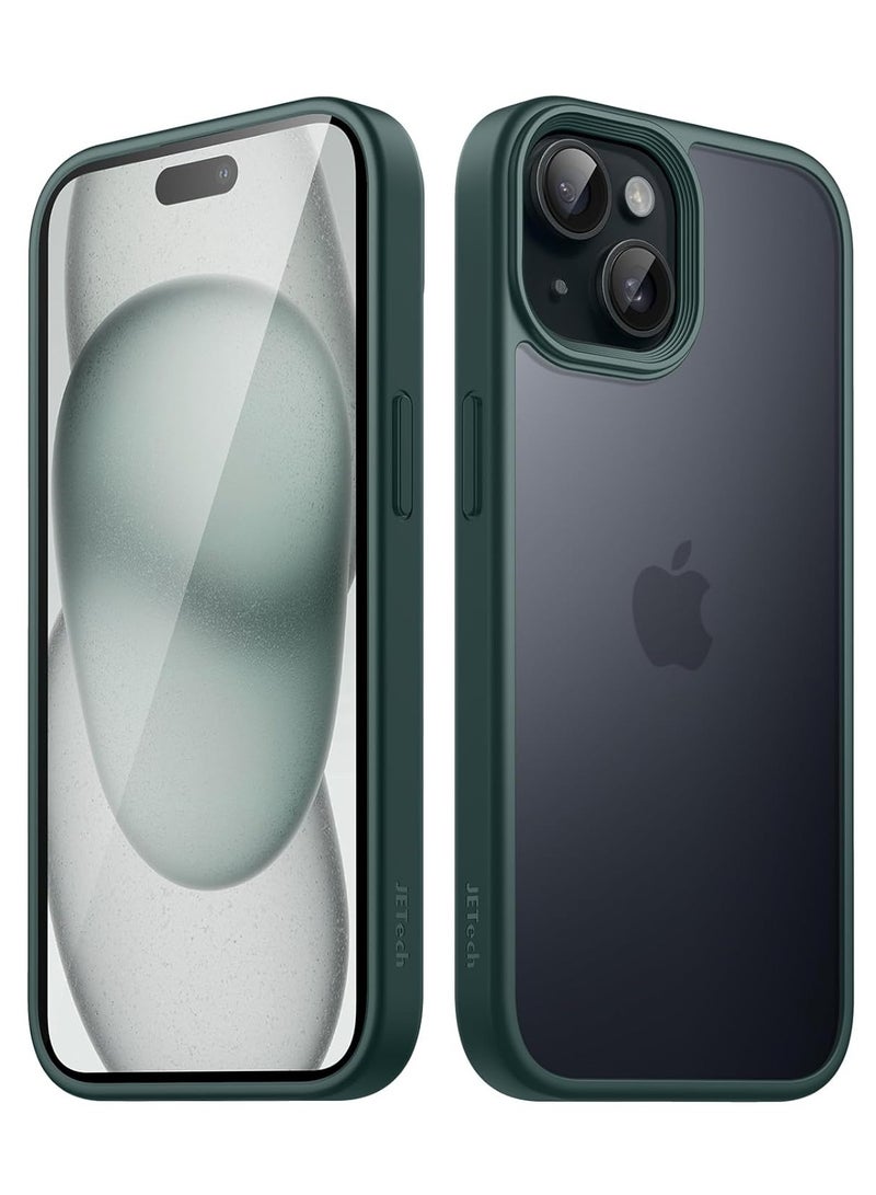 JETech Matte Cover Case for iPhone 15 6.1-Inch, Shockproof Military Grade Drop Protection, Frosted Translucent Back Phone Cover, Anti-Fingerprint (Dark Green) - Image 1