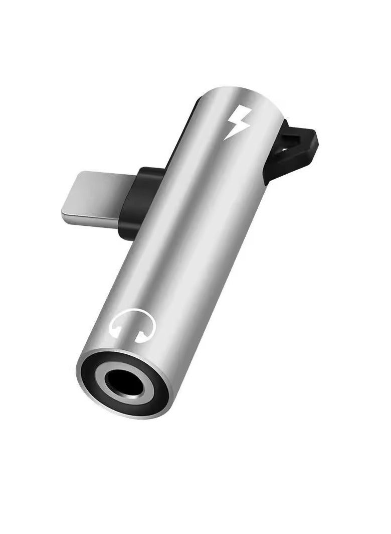 AROAQ Aluminum Headphone Adapter, 2 In 1 Audio Headphone Charging Dual Adapter Splitter, Strong And Durable Aux Audio Jack And Charging Dongle Earphone Splitter, (Silver, Pack Of 2pcs) - Image 1