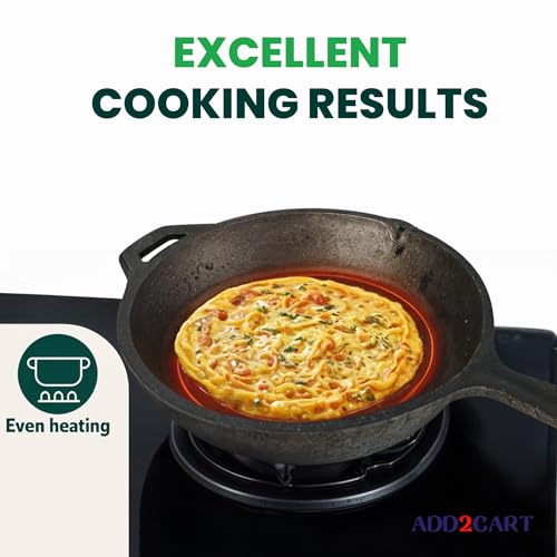 Add2cart Smooth cast Iron Fry pan, Medium, 25.4 cm/10 in., 1.7 liters, 2.2 kg; Induction-Friendly; nonstick; pre-Seasoned; 100% Pure and Toxin-Free; Black - Image 3