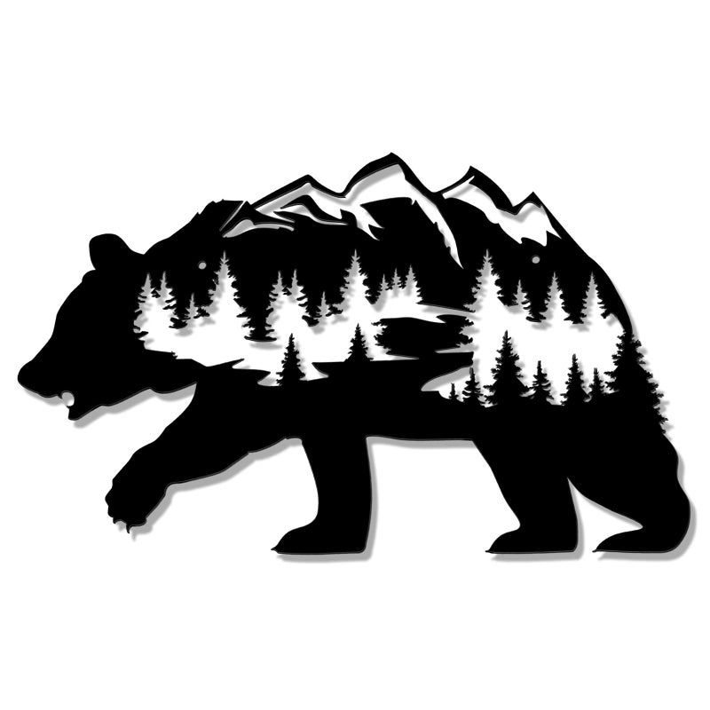 Hotop Hotop Metal Bear Wall Art Metal Rustic Forest Wall Decor Bear Wilderness Art Forest Decor for Living Room Bedroom Indoor Decoration Supplies 14 x 85 InchBlack 