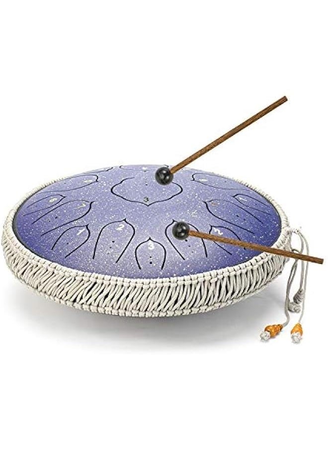 Generic Blue 15 Notes 14 Inches Steel Tongue Drum Healing Drum Wide Range Steel Drum with Carrying Bag & Mallets  - Image 5