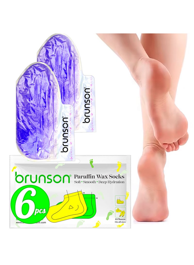 brunson Brunson Paraffin Wax Socks Disposable Foot Moisturizing Spa Socks for Cracked Heels Dry Skin Pedicure Paraffin Therapy 6pcs Feet Wax Care Soft Hydrating Foot Bags for Deep moisturization  - Image 1