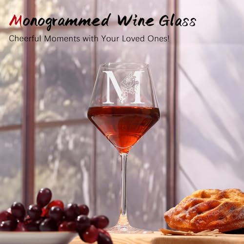 ELERGIFTS Mothers Day Gifts for Mom, Grandma, Wife-Personalized Gifts,Monogrammed A-Z Wine Glass Customized Gift with Wine Stopper, Unique Birthday Gifts for Women Mom Friend Sister Wife -Dishwasher Safe (M) - Image 2