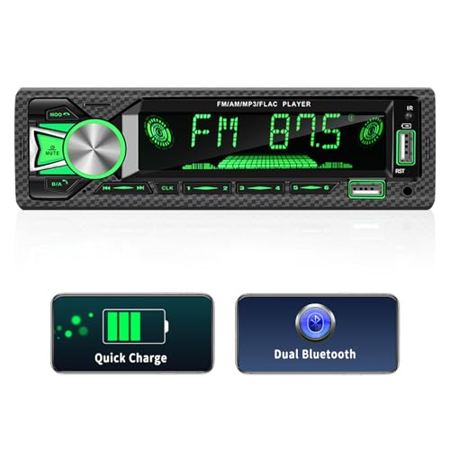 AMprime Single Din Car Stereo Bluetooth Hands Free Calling Car Audio Receivers with Digital LCD Display FM Car Radio MP3 Player Quick Charge USB/SD/AUX-in Built-in Microphone - Image 1