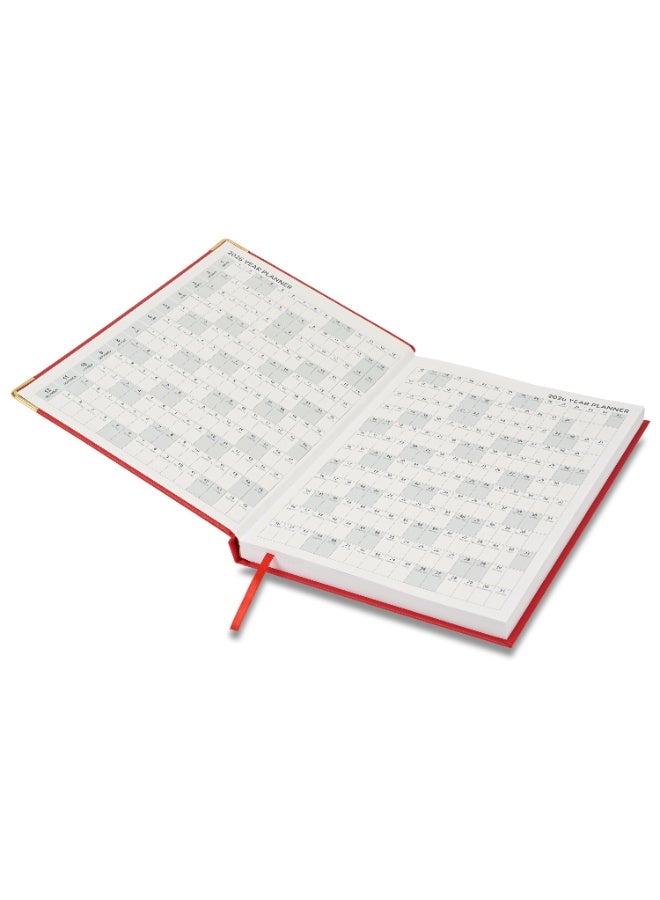 FIS مفكرة 2026، مفكرة بحجم A4 (210x297 مم)، غلاف صلب من مواد الفينيل، غلاف مبطن من جهة واحدة، زوايا ذهبية، إنجليزي، ورق أبيض 60 جرام، لون أحمر - FSDI42E26RE - Image 4