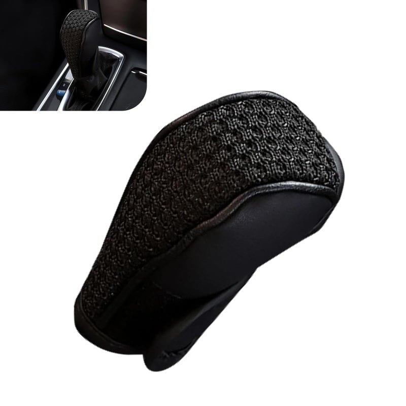 winterrock Car Gear Shift Cover Leather AntiSlip Auto Gear Shift Knob Cover Waterproof Comfortable Shifting Knob Handle Stick Protector Covers Universal Decor Accessories for Car SUV Truck Black - Image 3