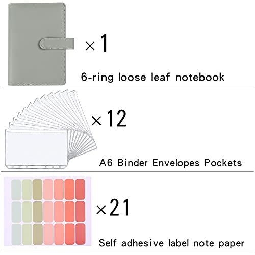 LXWHYP Money Saving Binder, Savings Challenges Book with for Cash Envelopes, 12pcs Zipper Envelopes A6 Budget Binder, Budget Planner for Managing Budgets and Saving Money -(Gray-7.4IN) - Image 2