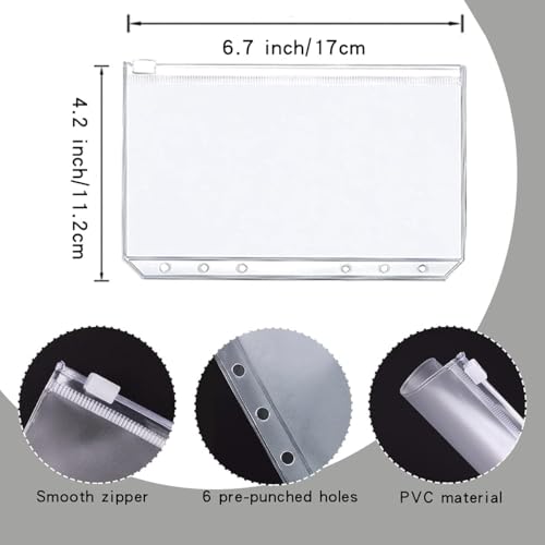LXWHYP Money Saving Binder, Savings Challenges Book with for Cash Envelopes, 12pcs Zipper Envelopes A6 Budget Binder, Budget Planner for Managing Budgets and Saving Money -(Gray-7.4IN) - Image 4