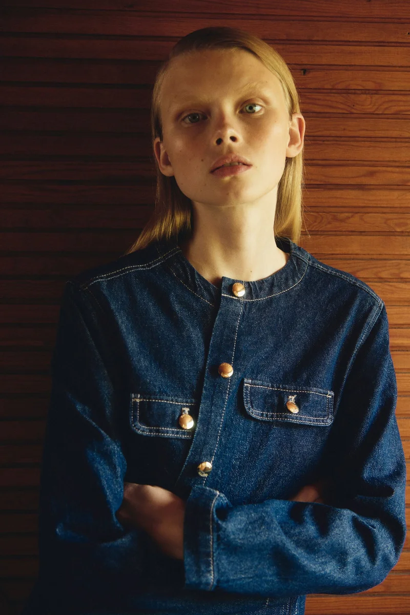 H&M Collarless denim jacket