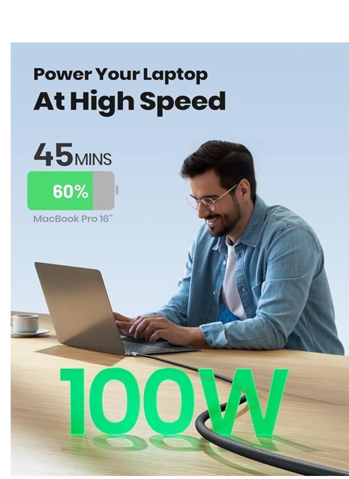كابل جو ديز  2 متر  - تايب سى 100 وات سريع الشحن متعدد الاستخدامات
