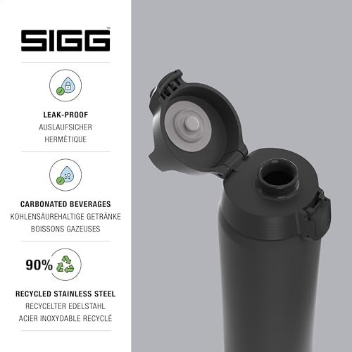 Sigg Reusable Water Bottle Shield ONE Leakproof Recyclable BPA Free Black 25 Oz - Image 3