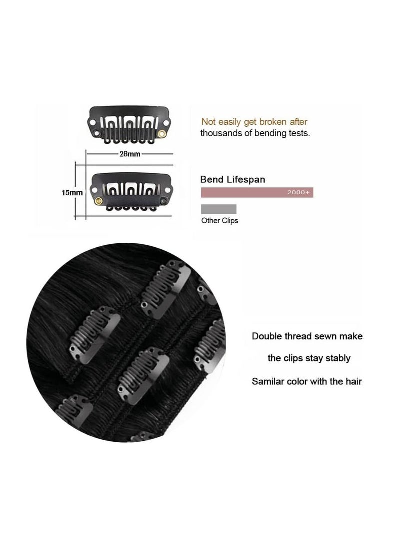 إستيل وصلات شعر بشري ريمي للسيدات مشبك شعر بشري طويل مستقيم حريري على وصلات 100 جرام 4 قطع 1B أسود طبيعي - Image 4