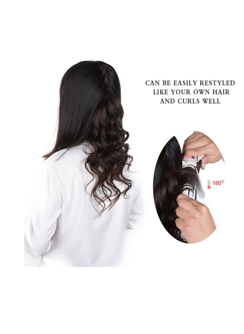 إستيل وصلات شعر بشري ريمي للسيدات مشبك شعر بشري طويل مستقيم حريري على وصلات 100 جرام 4 قطع 1B أسود طبيعي - Image 3