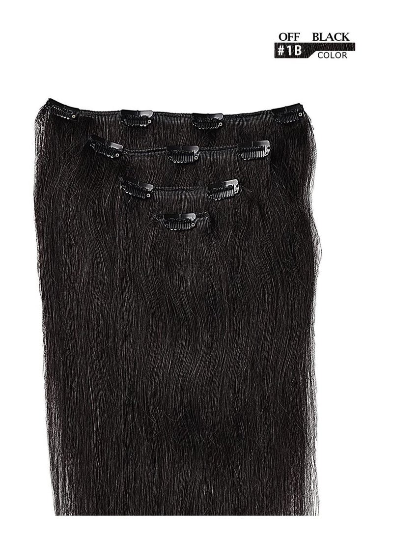 إستيل وصلات شعر بشري ريمي للسيدات مشبك شعر بشري طويل مستقيم حريري على وصلات 100 جرام 4 قطع 1B أسود طبيعي - Image 2