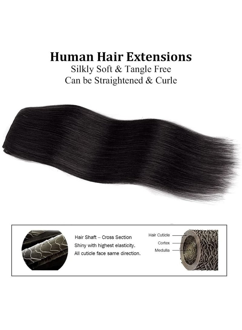 إستيل وصلات شعر بشري ريمي للسيدات مشبك شعر بشري طويل مستقيم حريري على وصلات 100 جرام 4 قطع 1B أسود طبيعي - Image 5