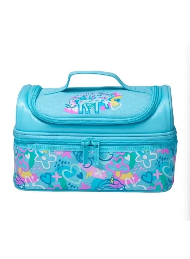 Smiggle Children's Double-Layer Insulated Lunch Bag with Cartoon Print, Student Lunchbox, Portable Large Capacity Food Carrier Bag - Image 1