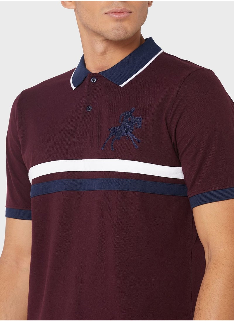 Seventy Five Chest Stripe Polo Shirt  - Image 3