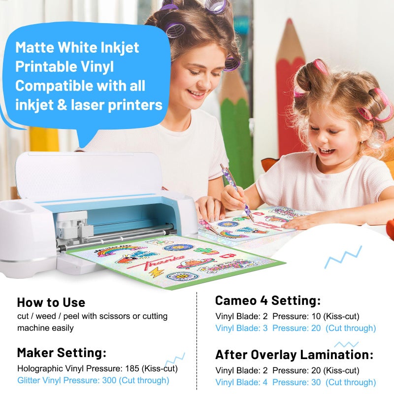 TECKWRAP Sticker Paper for Inkject Printer Holographic Laminating Sheets Matte Inkjet Printable Vinyl 8.26" x 11.69" A4 36 Sheets Printer Paper Vinyl Stickers Waterproof Photo Paper - Image 4