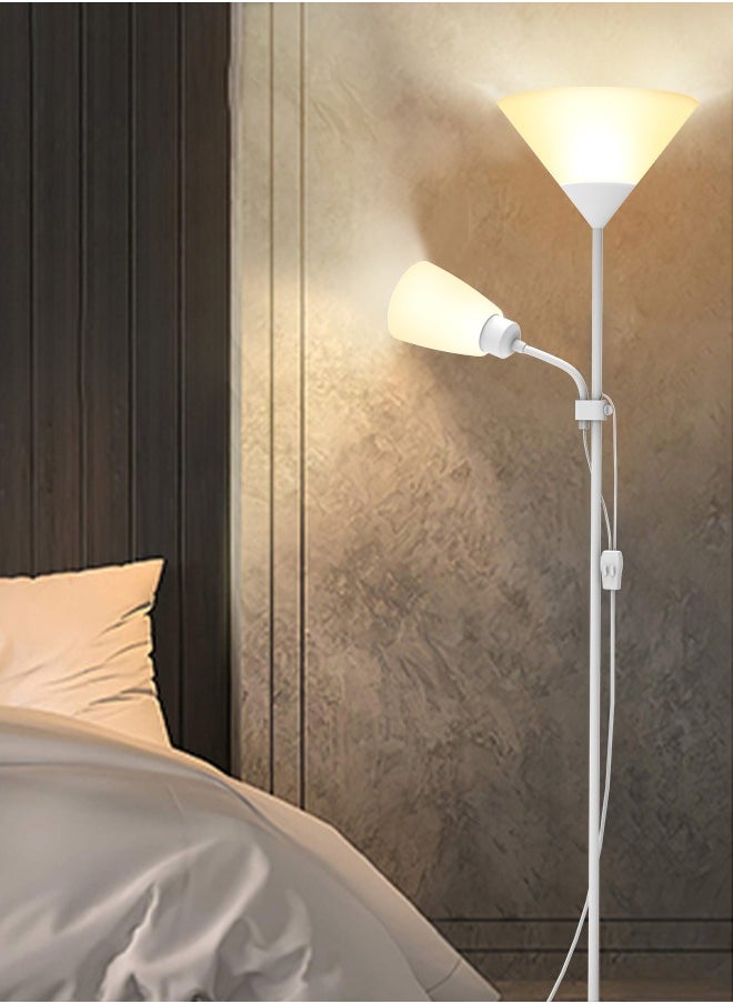 APEX LED Floor Lamp with Double Lights, Vertical Ground Lamp With Adjustable Reading Light, Standing Light for Living Room, Bedroom, Office White  - Image 4