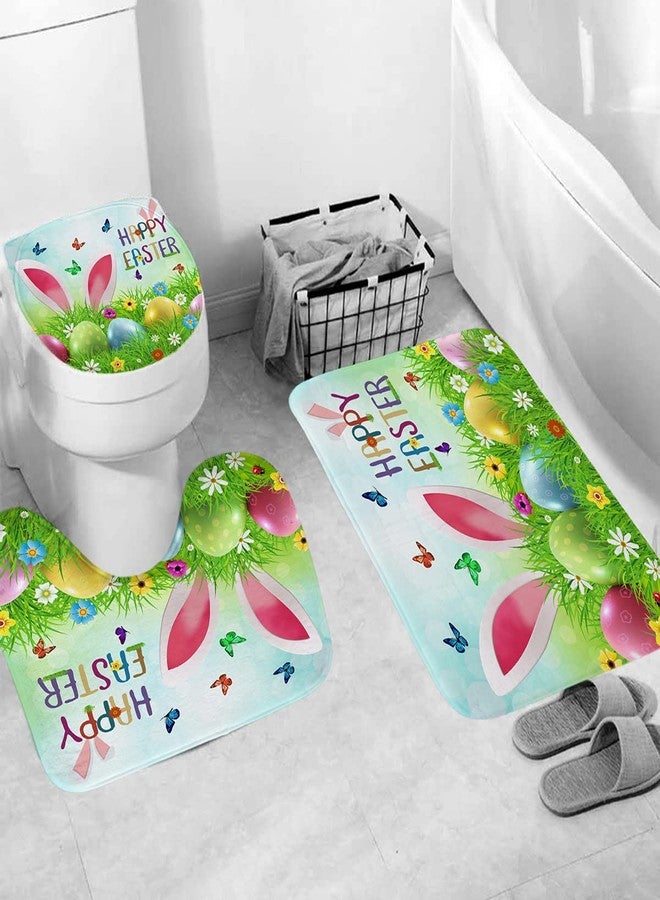 DDS-DUDES Easter Shower Curtain, Funny Rabbit Spring Eggs Shower Curtain Set for Bathroom Decor Waterproof Fabric Curtains with Hooks 71x71 inches - Image 4