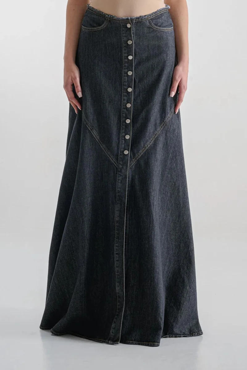 Ag Jeans Flowing Maxi Dark Denim Skirt