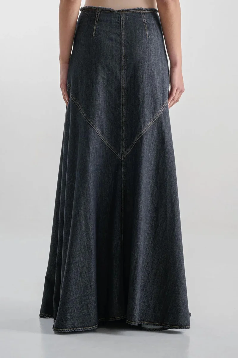 Ag Jeans Flowing Maxi Dark Denim Skirt