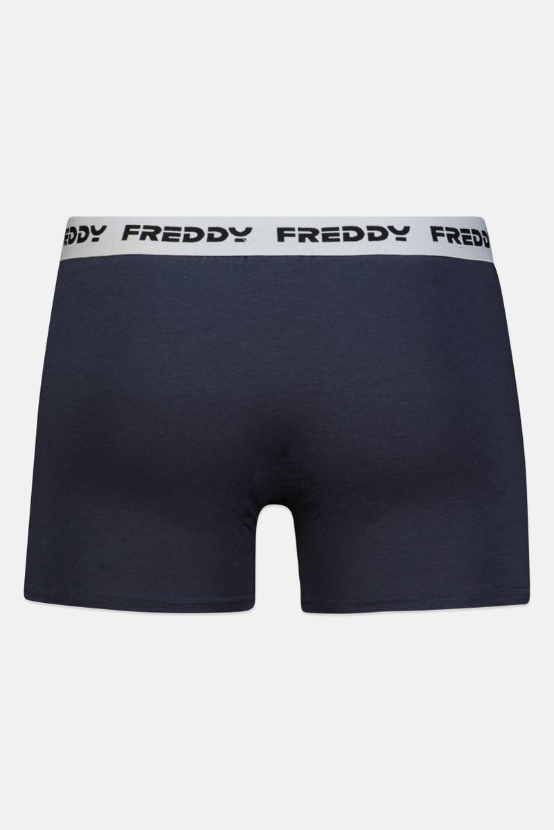 FREDDY شورت بوكسر للرجال بشعار العلامة التجارية، أزرق غامق مترب - Image 2