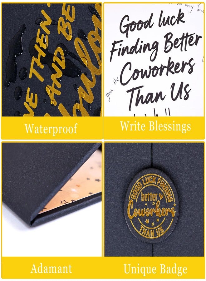 Roetyce Coworker Farewell Decorations, Black Gold Good Luck Finding Better Coworkers Than Us Guest Book Jumbo Card, Farewell Signature Board Gift, Going Away/Goodbye Party Supplies for Job Change - Image 3