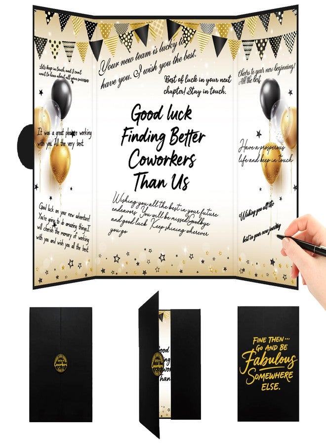 Roetyce Coworker Farewell Decorations, Black Gold Good Luck Finding Better Coworkers Than Us Guest Book Jumbo Card, Farewell Signature Board Gift, Going Away/Goodbye Party Supplies for Job Change - Image 1