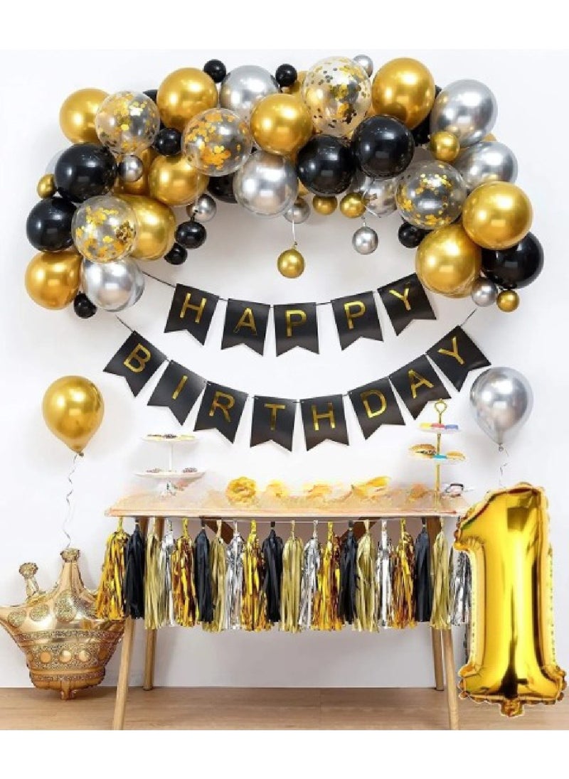 Bkmc - Gold 76 cm Age Luxury King Crown Birthday Party Set Ornament - Image 1
