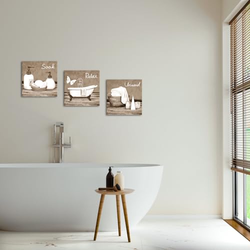 RnnJoile Orange Bathroom Canvas Wall Art Bathtub Spa Pictures Prints Decorative Relax Soak Unwind Painting for Bathroom Framed - Image 3