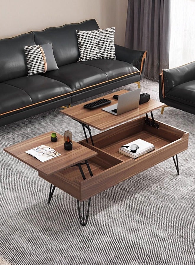 XiuWoo Coffee Table with Lifting Top, Modern Coffee Tables for Living Room with Hidden Compartment, Mid Century Space-Saving Convertible Furniture for Small Spaces Living Room Apartment 120x50x55cm - Image 1