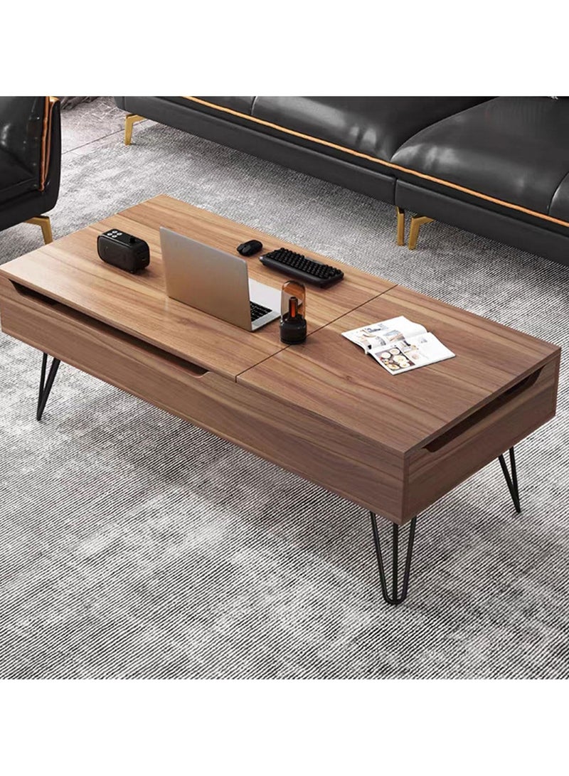 XiuWoo Coffee Table with Lifting Top, Modern Coffee Tables for Living Room with Hidden Compartment, Mid Century Space-Saving Convertible Furniture for Small Spaces Living Room Apartment 120x50x55cm - Image 2