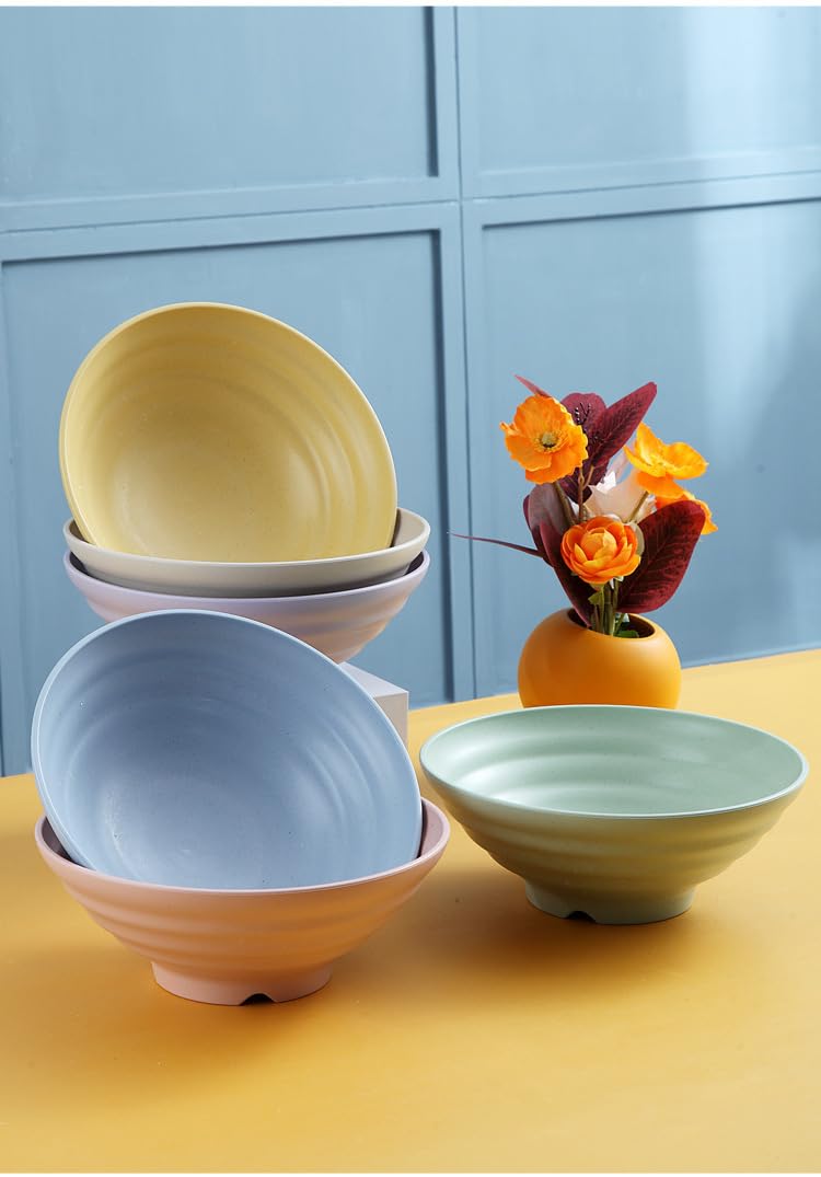 Clovis Wheat Straw Big Cereal Bowls - Resuable Bowls for Kitchen, Microwave and Dishwasher Safe, for Soup, Oatmeal, Ramen, RV, Camping, Kids, College Dorm Room (Blue, 25 x 10 CM, Pack of 6) - Image 4