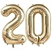 BBPOOL Champagne Gold 20 Balloon Number40 Inch Light Gold 20 Balloons Big Foil Mylar Helium Number 20 Balloon for Birthday Party Anniversary Decorations - Image 3